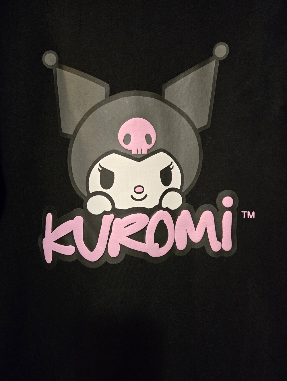 Forever 21 Black Zip-Up Kuromi Hoodie with Pink Sleeve Accent - Picture 6 of 8